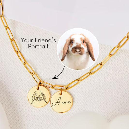Personalized Stainless Steel Pet Round Pendant Necklace