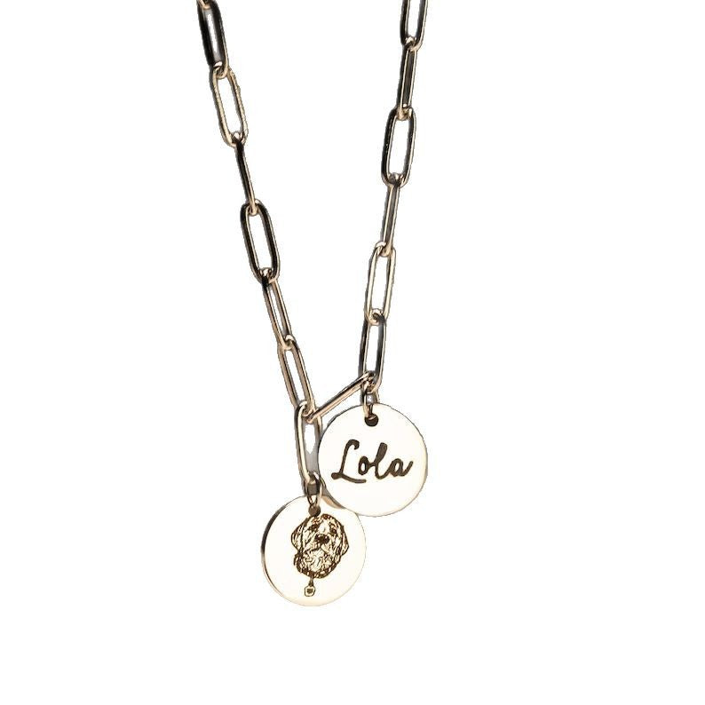Personalized Stainless Steel Pet Round Pendant Necklace