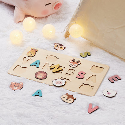 Personalized Wooden Animal Puzzle for Babies