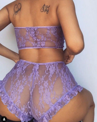 Perspective lace two-piece set