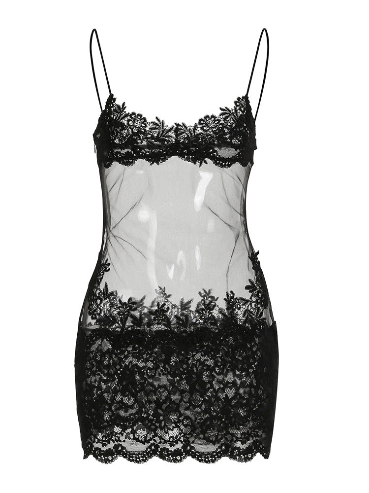 Perspective netted bandeau dress
