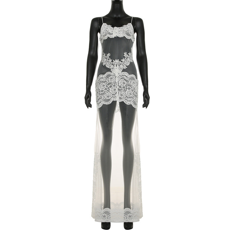 Perspective netted bandeau dress