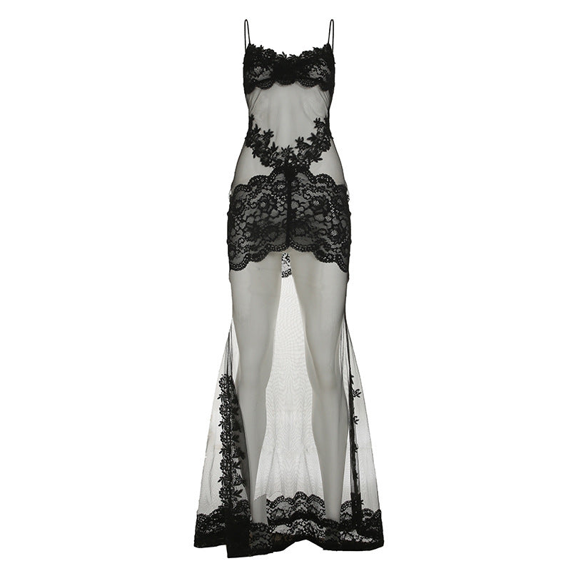 Perspective netted bandeau dress