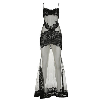 Perspective netted bandeau dress