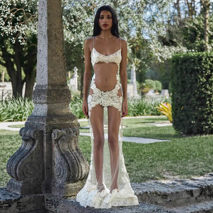 Perspective netted bandeau dress