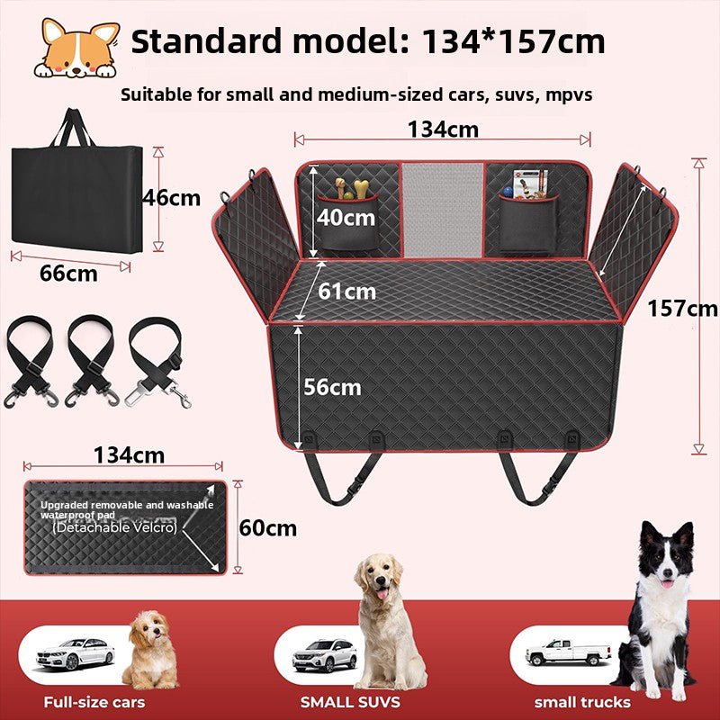 Pet Car Rear Seat Cover with Hardboard Base