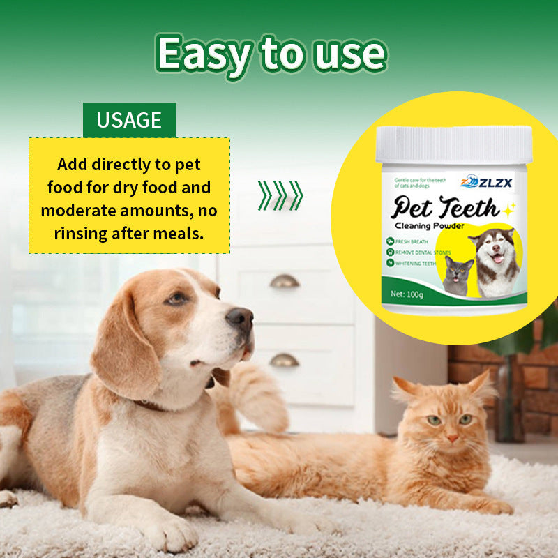 Pet Dental Cleaning Powder with Seaweed and Beef Flavor