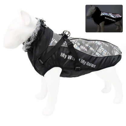 Pet Dog Clothes Autumn and Winter Dog Winter Warm Medium and Large Dog Corgi Autumn and Winter Fleece-Lined Thickeneded Non-Stick Wool Cotton Clothes