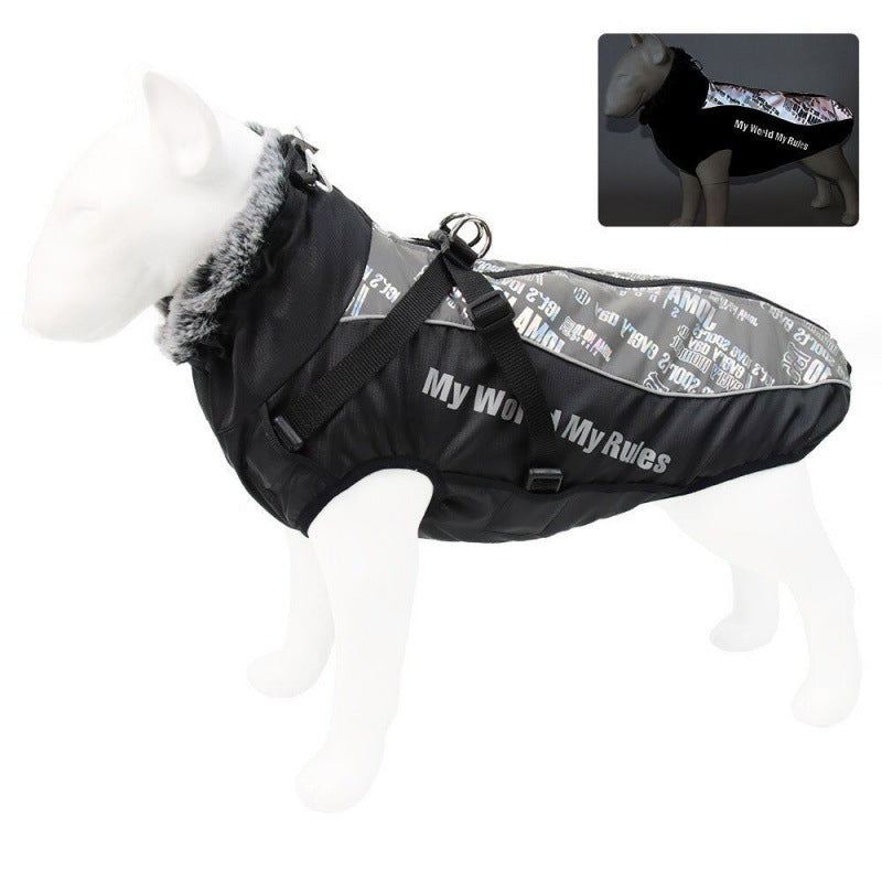 Pet Dog Clothes Autumn and Winter Dog Winter Warm Medium and Large Dog Corgi Autumn and Winter Fleece-Lined Thickeneded Non-Stick Wool Cotton Clothes