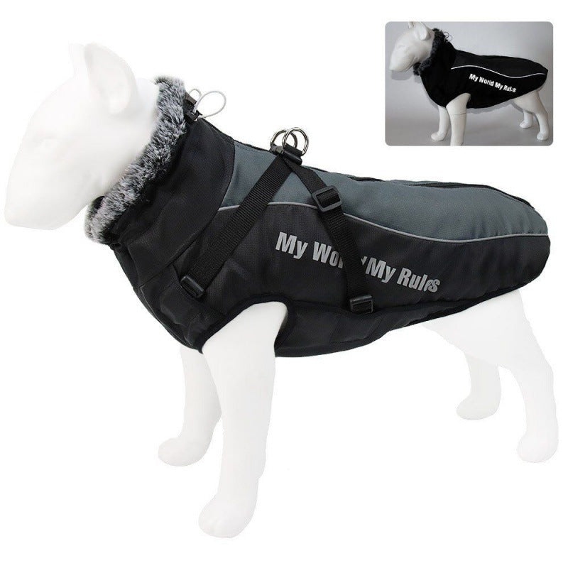 Pet Dog Clothes Autumn and Winter Dog Winter Warm Medium and Large Dog Corgi Autumn and Winter Fleece-Lined Thickeneded Non-Stick Wool Cotton Clothes