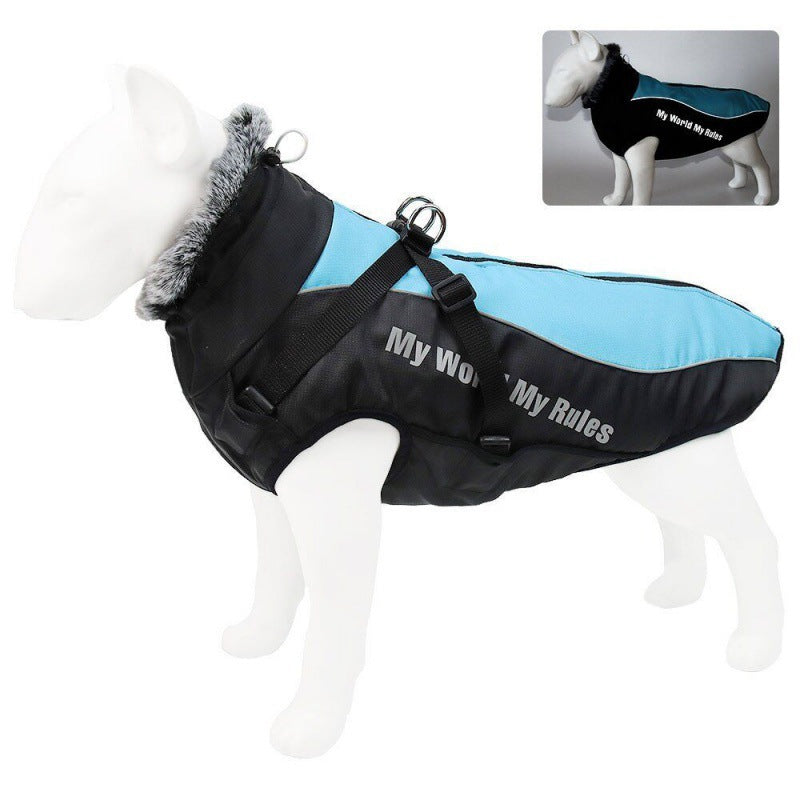 Pet Dog Clothes Autumn and Winter Dog Winter Warm Medium and Large Dog Corgi Autumn and Winter Fleece-Lined Thickeneded Non-Stick Wool Cotton Clothes
