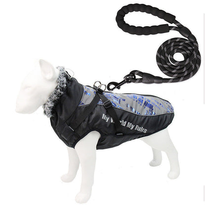 Pet Dog Clothes Autumn and Winter Dog Winter Warm Medium and Large Dog Corgi Autumn and Winter Fleece-Lined Thickeneded Non-Stick Wool Cotton Clothes