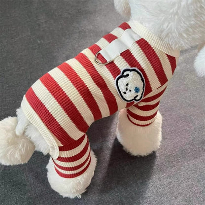 Pet Dog Winter Traction Warm Striped Shirt