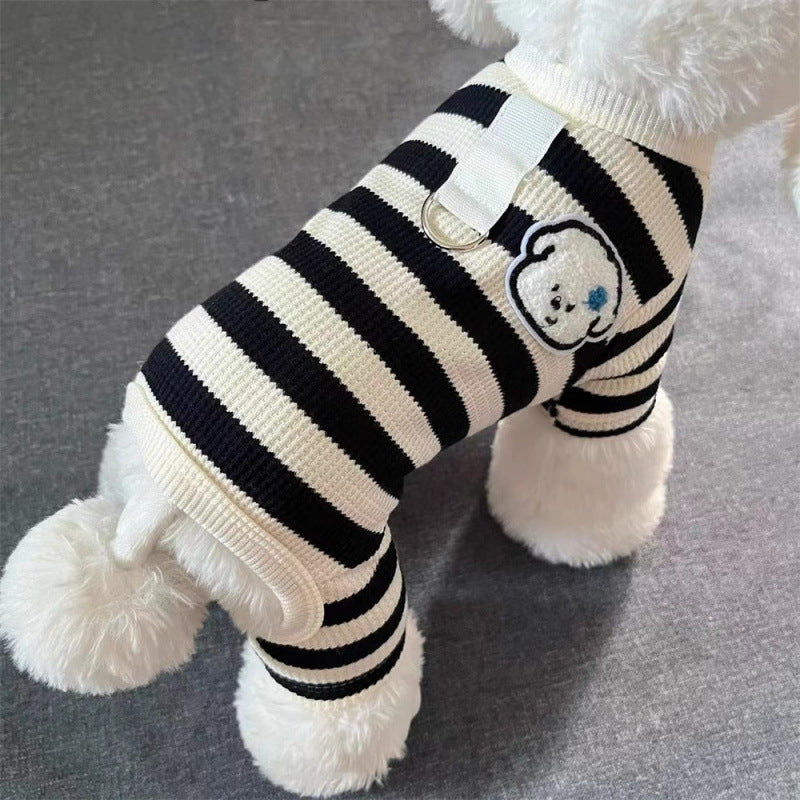 Pet Dog Winter Traction Warm Striped Shirt