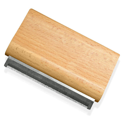 Pet Grooming Brush Stainless Steel Teeth Wood Handle