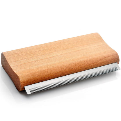 Pet Grooming Brush Stainless Steel Teeth Wood Handle