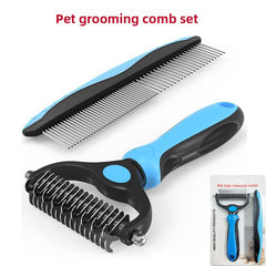 Blue Large Detangling Comb+Slicker Brush
