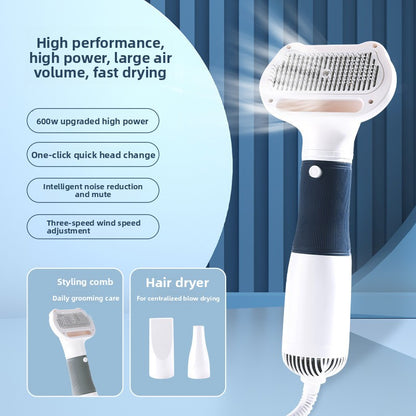 Pet Hair Drying and Grooming Tool: Combined Hair Dryer and Deshedding Brush for Dogs