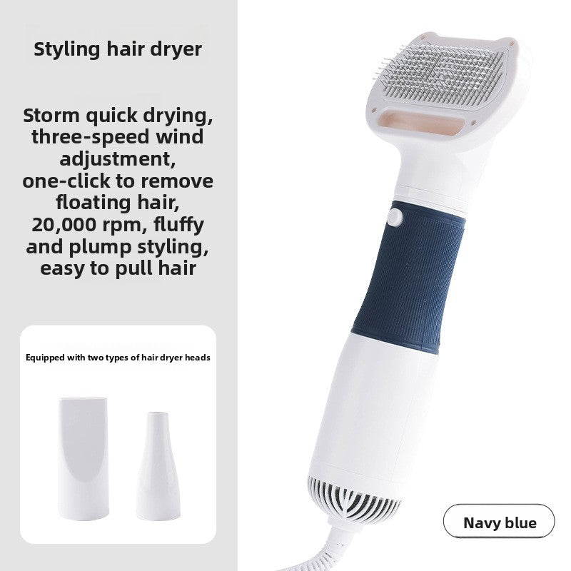 Pet Hair Drying and Grooming Tool: Combined Hair Dryer and Deshedding Brush for Dogs