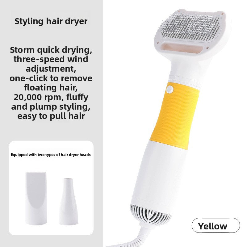 Pet Hair Drying and Grooming Tool: Combined Hair Dryer and Deshedding Brush for Dogs