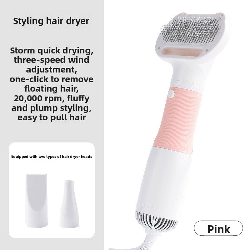 Pet Hair Drying and Grooming Tool: Combined Hair Dryer and Deshedding Brush for Dogs