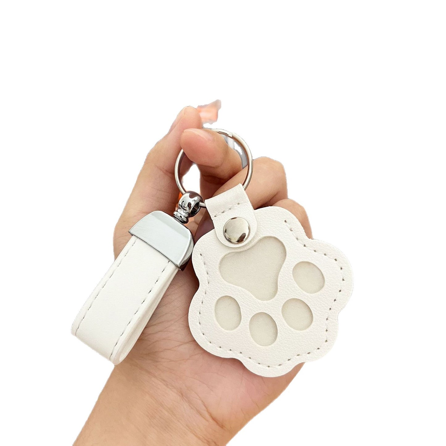 Pet Hair Memorial Keychain with Paw Charm