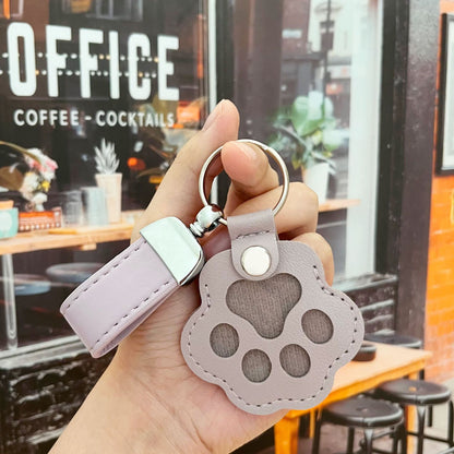 Pet Hair Memorial Keychain with Paw Charm