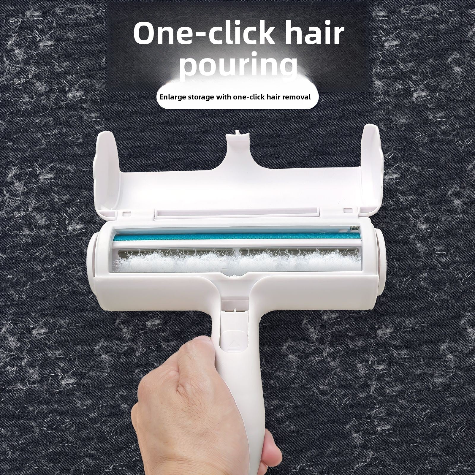 Pet hair removal roller brush suction tool