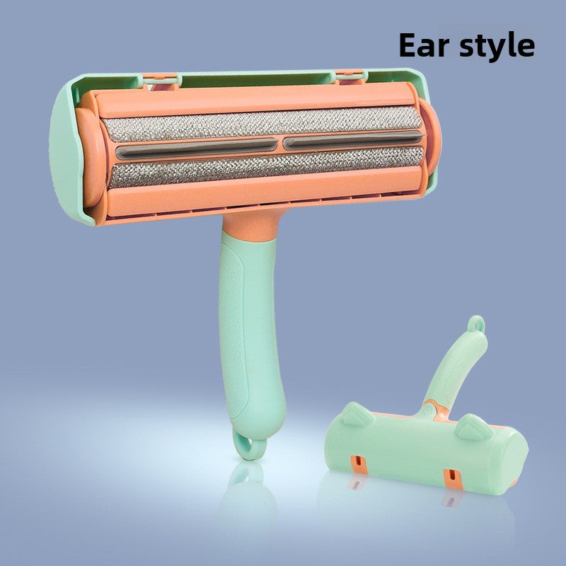 Pet hair removal roller brush suction tool