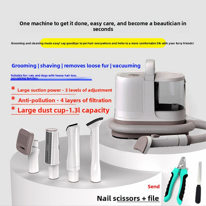 Pet Hair Trimmer and Vacuum All-in-One Grooming Tool