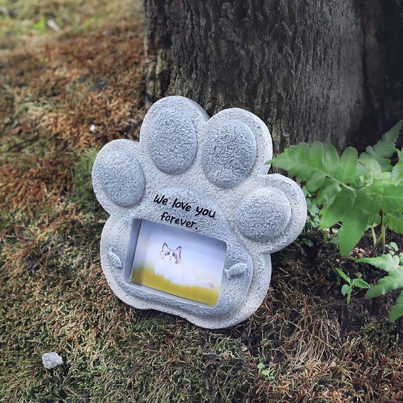 Pet Memorial Resin Tombstone with Paw Print Design