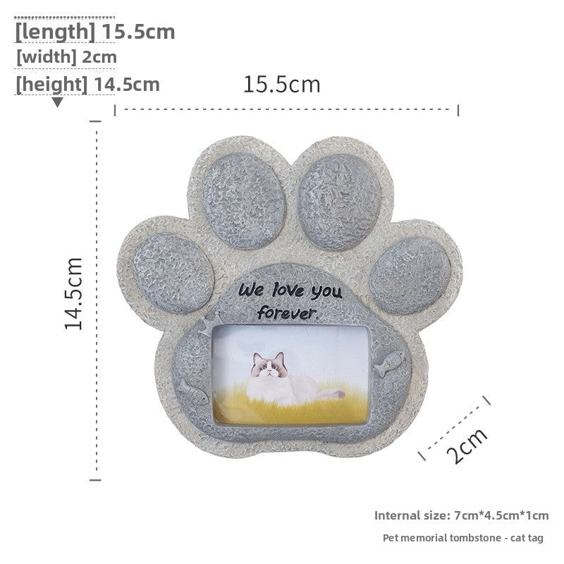 Pet Memorial Resin Tombstone with Paw Print Design