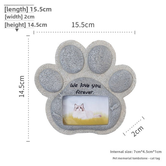 Pet Memorial Resin Tombstone with Paw Print Design