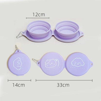 Pet out folding bowl dog outdoor accompanying bowl portable silicone bowl cat drinking food bowl feeding bowl dog basin