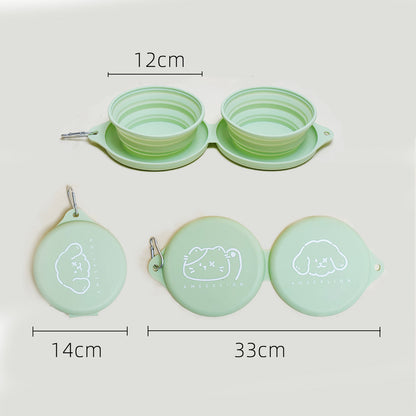 Pet out folding bowl dog outdoor accompanying bowl portable silicone bowl cat drinking food bowl feeding bowl dog basin