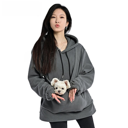 Pet Owner Hooded Sweatshirt with Carrier Pocket