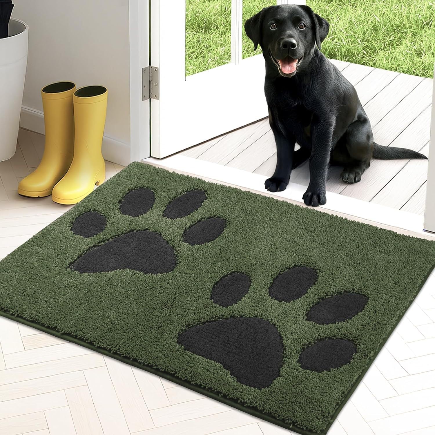 Pet Paw Print Imitation Cashmere Cooling Floor Mat