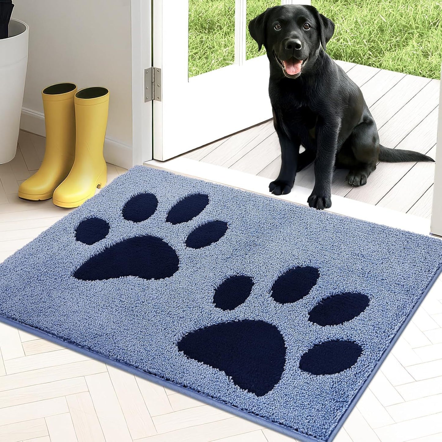 Pet Paw Print Imitation Cashmere Cooling Floor Mat