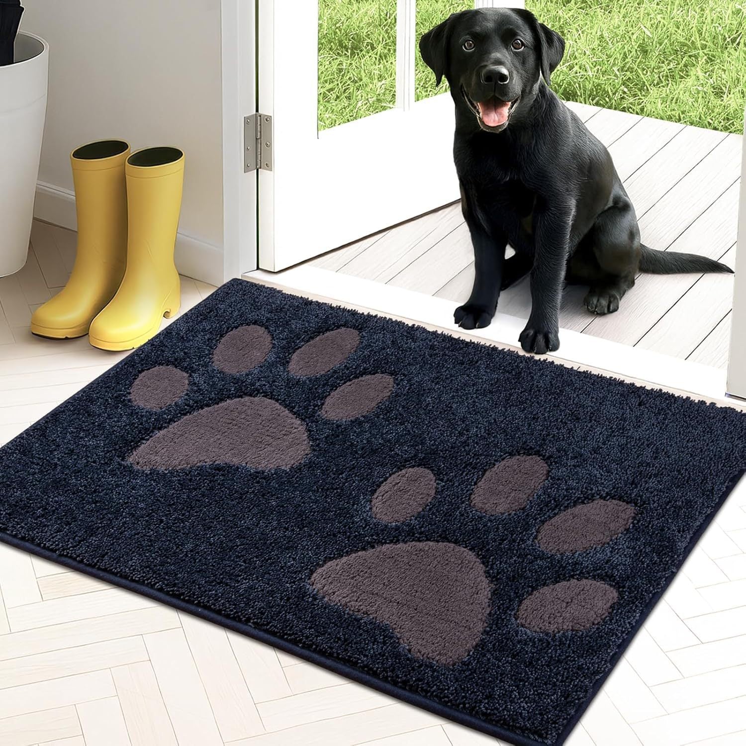 Pet Paw Print Imitation Cashmere Cooling Floor Mat