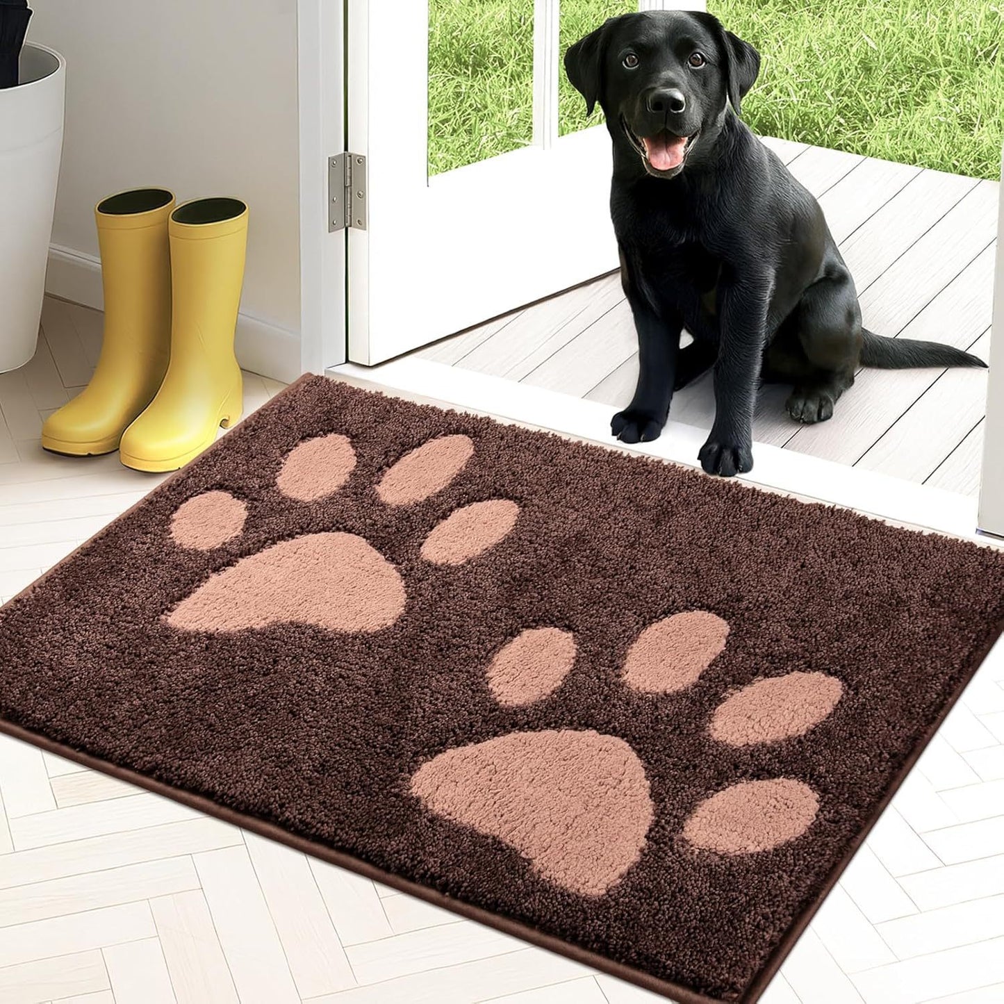 Pet Paw Print Imitation Cashmere Cooling Floor Mat
