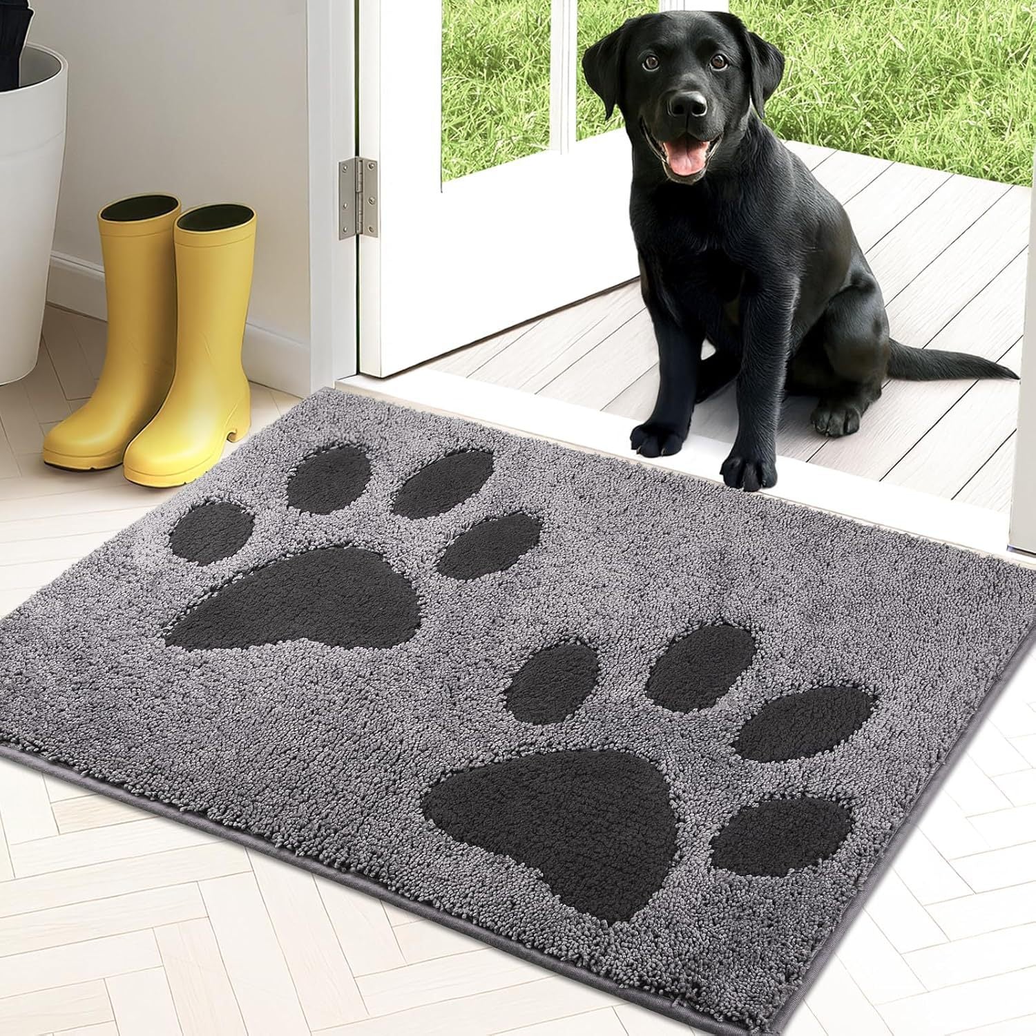 Pet Paw Print Imitation Cashmere Cooling Floor Mat