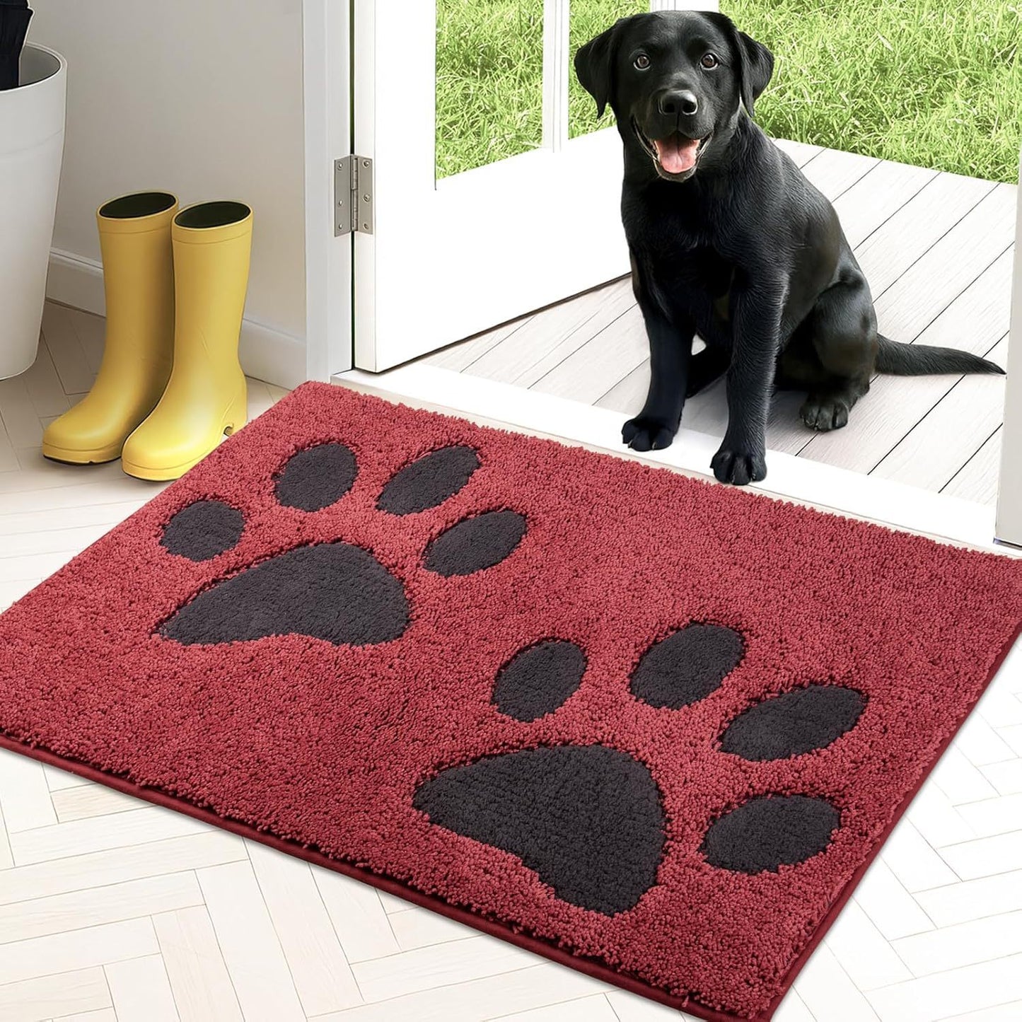 Pet Paw Print Imitation Cashmere Cooling Floor Mat