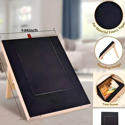 Pet Scratch Board with Pull-out Sandpaper and Food Box