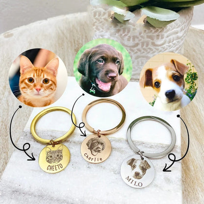 Pet Sketch Engraved Necklace Keychain