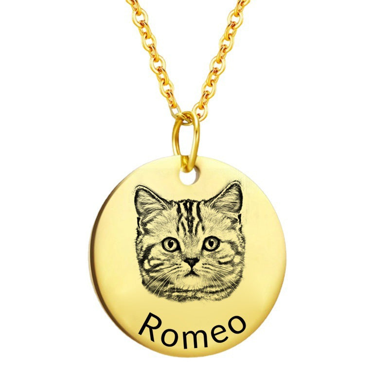 Pet Sketch Engraved Necklace Keychain