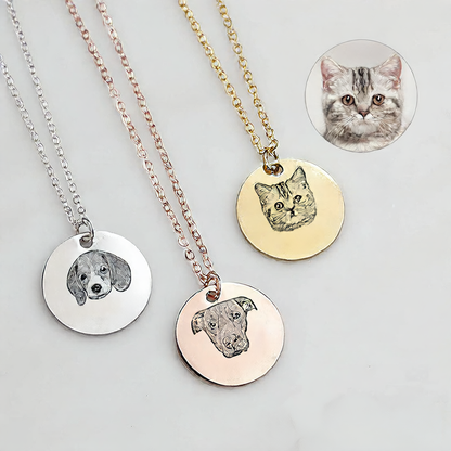 Pet Sketch Engraved Necklace Keychain
