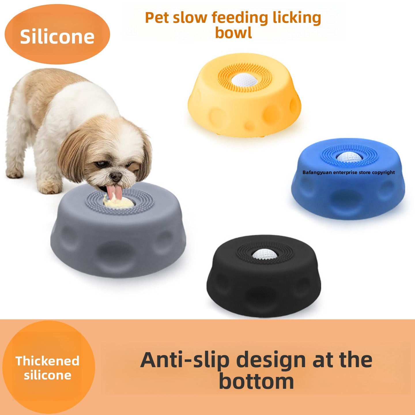Pet Slow Feeder Licking Bowl with Non-Slip Base