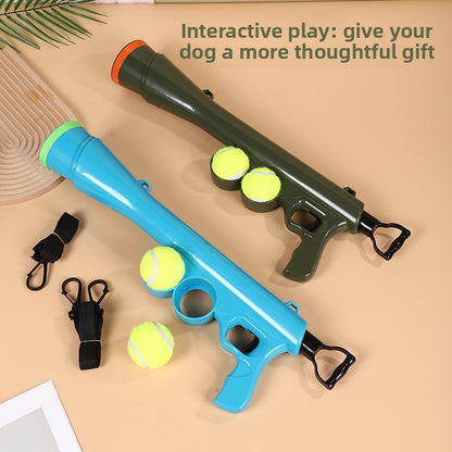 Pet tennis ball throwing device