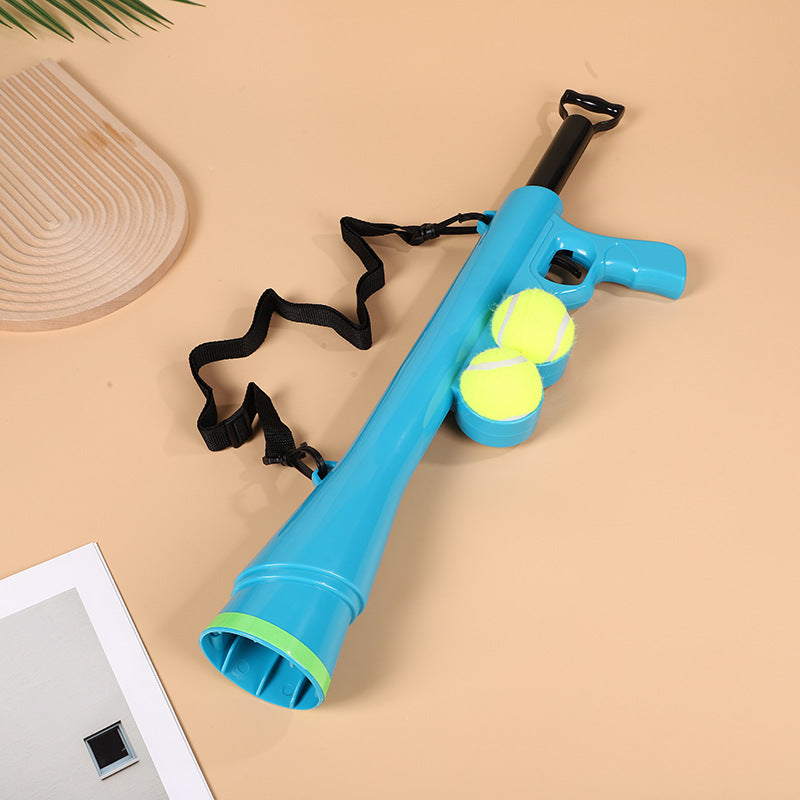 Pet tennis ball throwing device