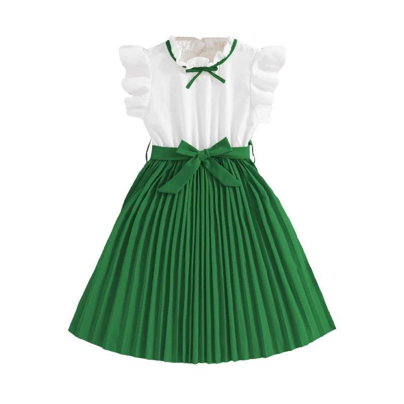 Petal Sleeves Pleated Skirt